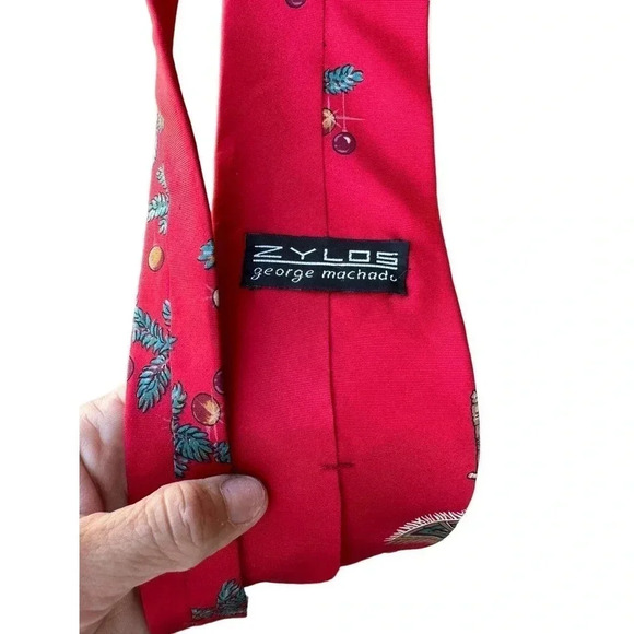 Zylos Men's Red Background Fashion Christmas Necktie Size OS - Picture 4 of 4